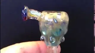 Silver & Gold Fume Slide with Hemp Leaf  14mm
