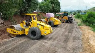 Awesome Modern gravel grading and leveling grader machinery are used to build rural roads