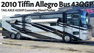 Автобус Tiffin Allegro 43QGP с дополнительной осью, класс A, дизельный двигатель Cummins 425 л.с....