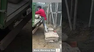 The Process Of Unloading Cement Bags