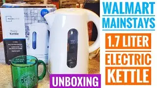Walmart Mainstays 1.7 Liter Electric Kettle UNBOXING + REVIEW for coffee + tea