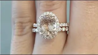 Adalee & Vic - Unique Rose Gold Diamond & 2ct Oval Morganite Wedding Ring Set