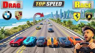 Powerful Super Cars🚀 Vs Extreme🔥Highway Drag Race GTA 5