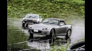 久しぶりのノーマルs2000ドリフト!!10年ぶりのサザンサーキットはフランス人と^^  stock s2000 wet drift !! with French guys^^