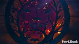 3D Lighted Halloween Jack-O-Lantern Recycled Oil Drum Lid Wall Art SKU# 65C49 - Plow &Hearth
