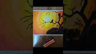 Easy Sunset Painting | Oil Pastel Art. #drawing #oilpasteldrawing #sorts