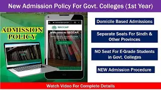 SECCAP 2021 (Govt. Colleges Admission Policy in Sindh)
