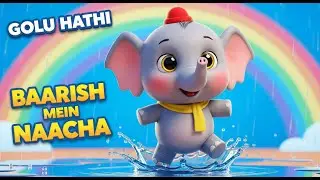हाथी बारिश में नाचा 🌧️🐘 | Hindi Rain Song for Kids | 3D Elephant Dance | Fun Nursery Rhyme