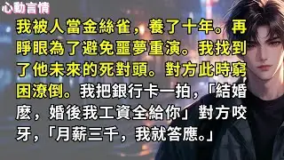 我被人當金絲雀，養了十年。再睜眼為了避免噩夢重演。我找到了他未來的死對頭。對方此時窮困潦倒。我把銀行卡一拍，「結婚麽，婚後我工資全給你」對方咬牙，「月薪三千，我就答應。」