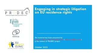 Engaging in Strategic Litigation on EU Residence Rights &ndash; Module 1: Introduction