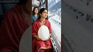 A lady throws egg rolls through the snow and reaches a bear's cave 😭 #ai #egg #save #bear#shorts