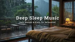 Deep Sleep Music with Rain Sounds Outside the Bedroom - Stress Relief & Anxiety, Meditation, Calming