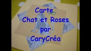Carte chat et roses