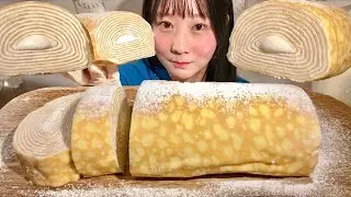 ASMR Рулет из крепов【русские субтитры】【Mukbang/ Eating Sounds】