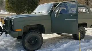 M1009 Military Blazer CUCV Rescues F150 Stuck in Ice and attached to M101A2 Trailer