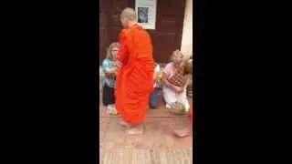 Diane, Jenny and Maggie feeding monks