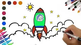 How to Draw a Spaceship for Kids Rocket Coloring Pages   Learn Color for Kids Coloring Book