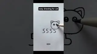 How to draw A Cat Using 5555 Number for Beginners |Art by abid| #cartooncat #drawing #art #artwork
