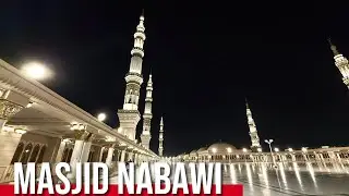 Madinah Night Walk 🕌 Masjid al-Nabawi Roof | Peaceful 4K Experience