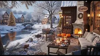 Calm Jazz Background ❄ Cozy Snowy Porch Ambience for Focus, Reading and Inner Stillness