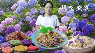 liziqiUse flowers to make rainbow-colored glutinous rice, hometown food #farmmy #food #food #yunnan