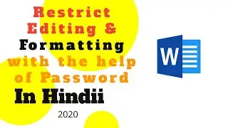 How To Restrict Editing & Formatting with the help of Password || Microsoft word tutorial in Hindi
