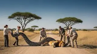 Heroic Rescue Team Saves Brave Father Lion From Giant Python&rsquo;s Deadly Coil🥹💔
