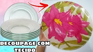 decoupagem em prato de vidro com tecido você pode lavar