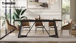 Sleek Black Dining Table: Spacious, Sturdy, & Stylish 🖤 - J0320