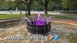 Colorful Fountain in Riga Park | Relaxing Water Show with Lights & Music 🌈💦