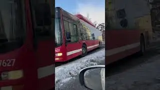 Red Metro Bus Is Going Towards Its Destination in Farsta, Stockholm, Sweden #shorts #viral