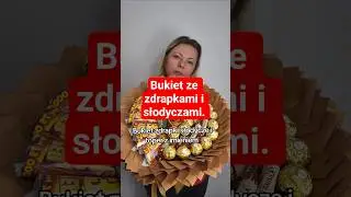 Prezent dla Niego Pełen Niespodzianek. Zdrapki praliny i inne słodycze w pięknym bukiecie.