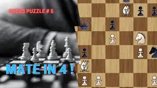 Checkmate Puzzles #5 - Black to move - Mate in 4 - Queen + Knight theme