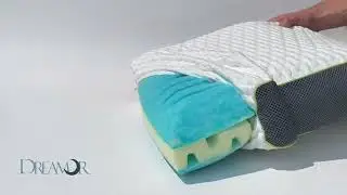 DREAMOR Almohada Espuma Viscoelastica de Gel muy delgada, Funda de Fibra de Bamb&uacute; Hipoalerg&eacute;nica