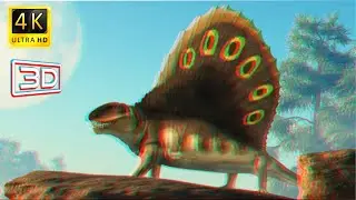 ANAGLYPH 3D | Jurassic Encyclopedia #4 - Dimetrodon dinosaur facts | 3D GLASSES RED CYAN