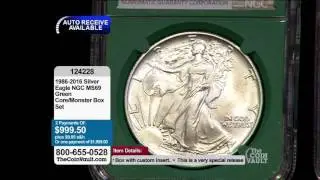 124228 & AR46S1 1986-2016 Silver American Eagle Set NGC MS69 Green Core Monster Box Set