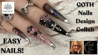 Goth Nails Collab | Pink And Black Delicate Goth Nails (Easy!)