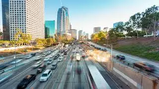 Time Lapse of Rush Hour Freeway Traffic in Downtown - No copyright