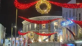 Galway Christmas Lights 2022-City Centre Walking Tour [4K 60 fps]