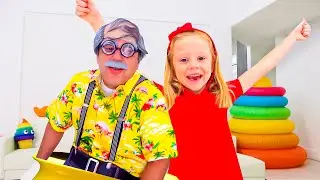 Nastya ve baba, b&uuml;y&uuml;kbabanın evine seyahat ediyor - &Ccedil;ocuklar i&ccedil;in video derlemesi