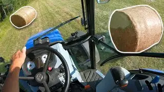 POV First Cut 2025 - Collecting & Stacking Bales From The First Field | New Holland T4.75