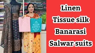 Tissue silk Banarasi work | Linen | Salwar suits | @noblelady 