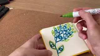 Eyes tree drawing with eco markers. Art therapy. Tutorial.