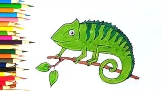 Easy & Cute Chameleon Drawing for Kids | How to Draw a Chameleon |