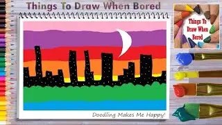 How To Draw A City Skyline At Night Easy Step By Step