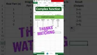 How to Use COMPLEX Function in Excel | Excel Complex Number Formula Tutorial || #excel #youtube #ms