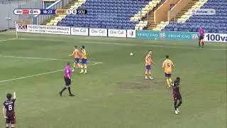 George Lapslie scores the first goal against Scunthorpe