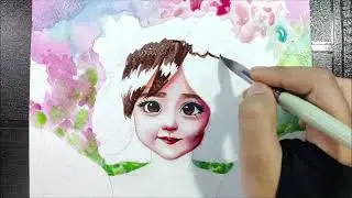 Drawing an angelic 🪽 girl | Watercolor painting 🎨 | step by step | Easy Portrait Tutorial |