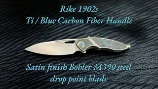 Rike 1902s Folding Knife Blue Carbon Fiber Handle M390 Plain Edge