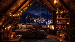 Deep Sleep in 3 Minutes | A Tiny Attic Sanctuary, Heated by Fire, Surrounded by Books & Snow